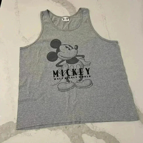 Vintage Walt Disney World Mickey Mouse Gray Tank Top Size Adult Large - Picture 1 of 4